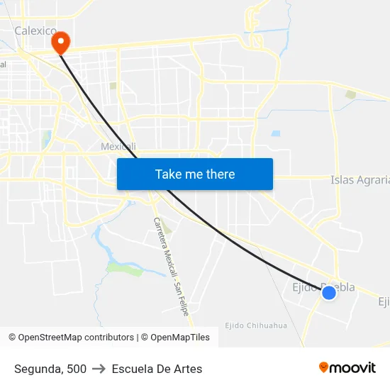 Segunda, 500 to Escuela De Artes map