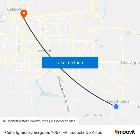 Calle Ignacio Zaragoza, 1067 to Escuela De Artes map