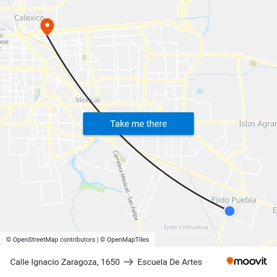 Calle Ignacio Zaragoza, 1650 to Escuela De Artes map