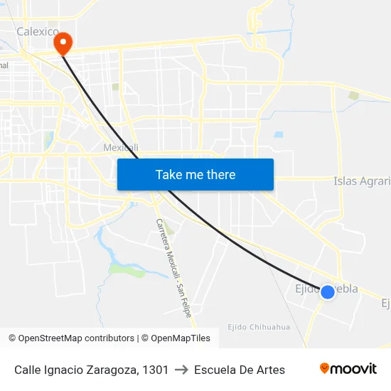 Calle Ignacio Zaragoza, 1301 to Escuela De Artes map