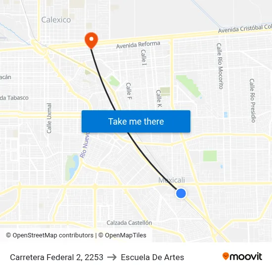 Carretera Federal 2, 2253 to Escuela De Artes map