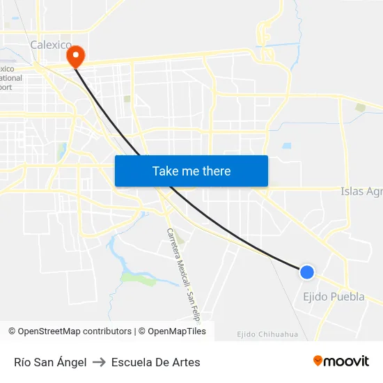 Río San Ángel to Escuela De Artes map