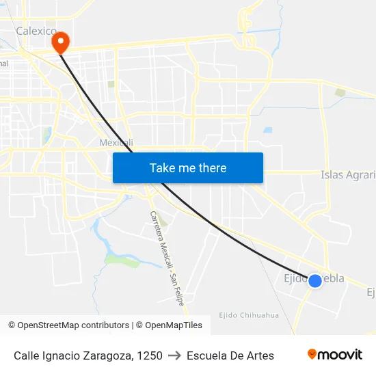 Calle Ignacio Zaragoza, 1250 to Escuela De Artes map