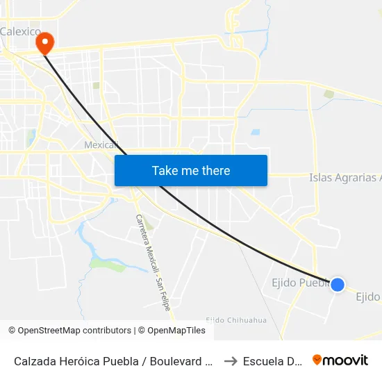 Calzada Heróica Puebla / Boulevard Sánchez Taboada to Escuela De Artes map