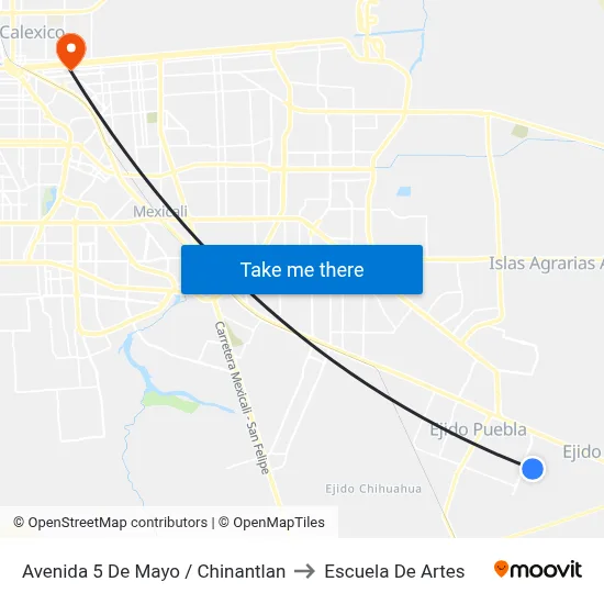 Avenida 5 De Mayo / Chinantlan to Escuela De Artes map