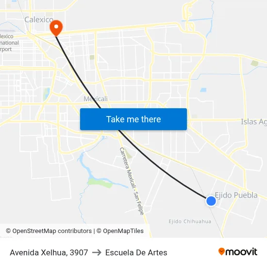 Avenida Xelhua, 3907 to Escuela De Artes map