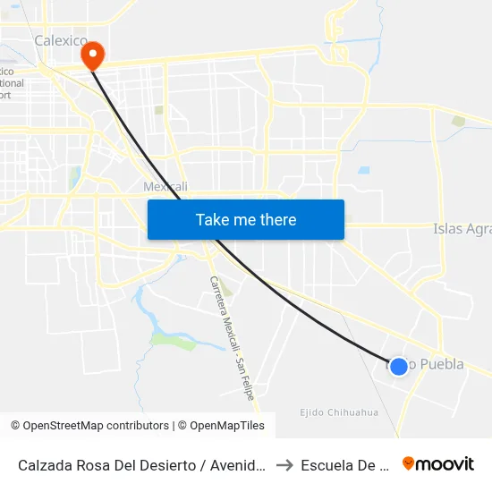 Calzada Rosa Del Desierto / Avenida Chiautla to Escuela De Artes map