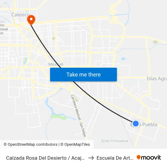 Calzada Rosa Del Desierto / Acajete to Escuela De Artes map