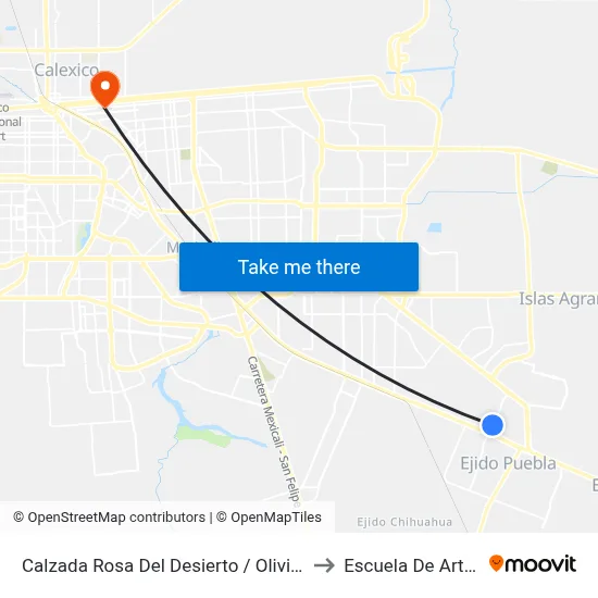 Calzada Rosa Del Desierto / Olivino to Escuela De Artes map