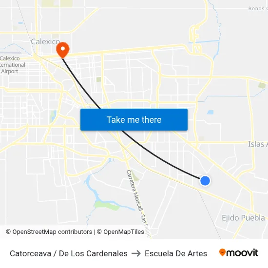 Catorceava / De Los Cardenales to Escuela De Artes map