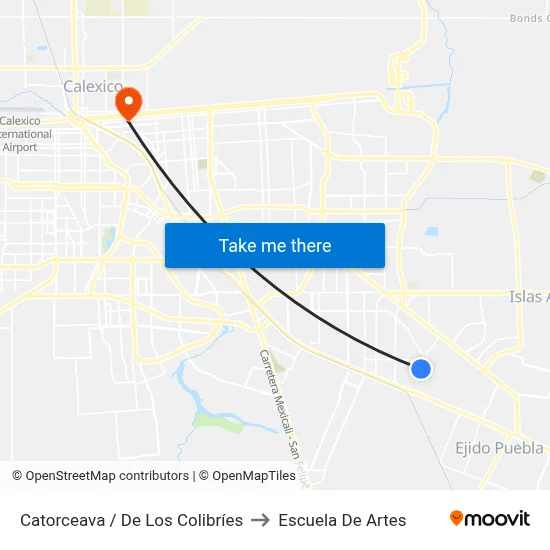 Catorceava / De Los Colibríes to Escuela De Artes map