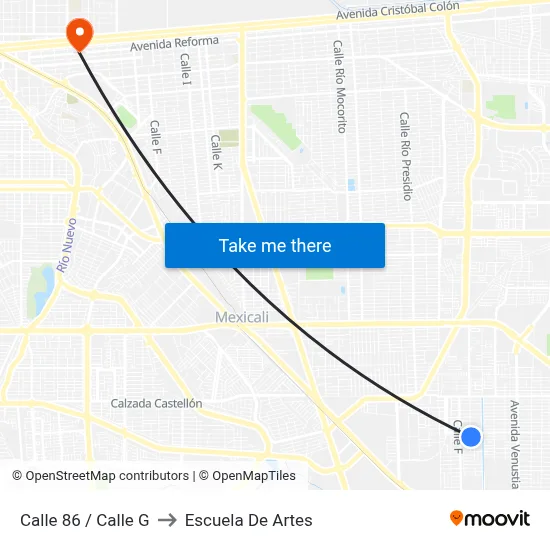 Calle 86 / Calle G to Escuela De Artes map
