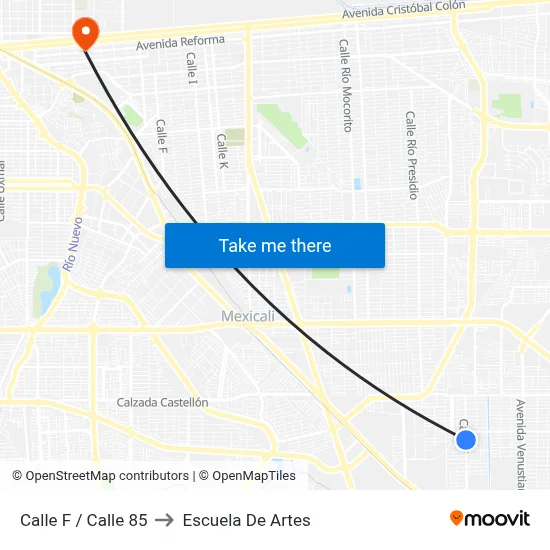 Calle F / Calle 85 to Escuela De Artes map