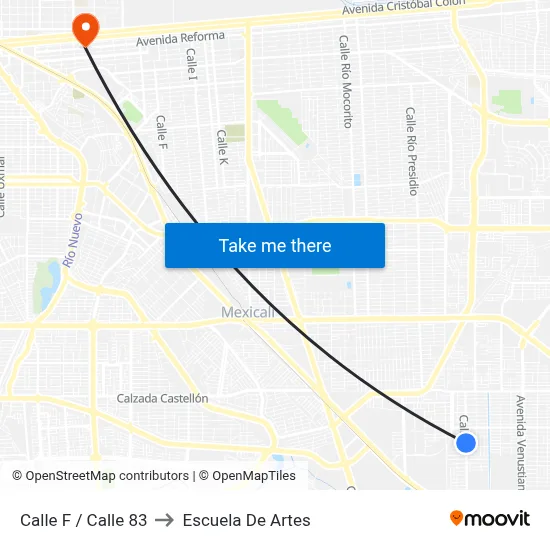 Calle F / Calle 83 to Escuela De Artes map