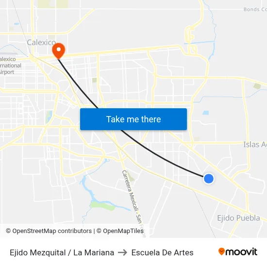 Ejido Mezquital / La Mariana to Escuela De Artes map