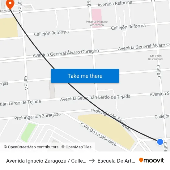 Avenida Ignacio Zaragoza / Calle C to Escuela De Artes map