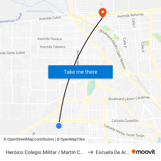 Heróico Colegio Militar / Martín Cabrera to Escuela De Artes map