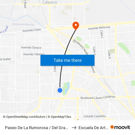 Paseo De La Rumorosa / Del Granizo to Escuela De Artes map