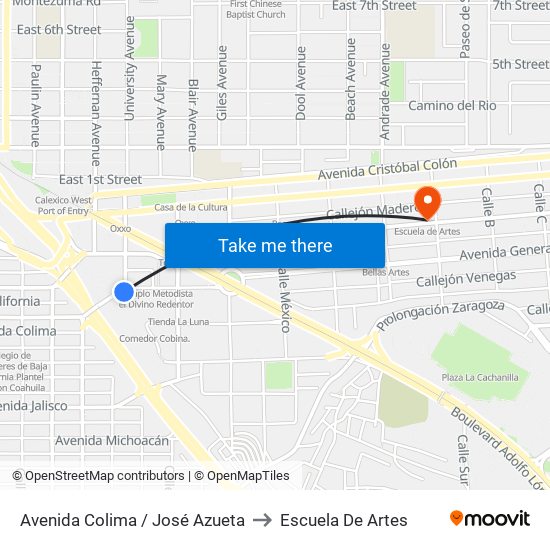 Avenida Colima / José Azueta to Escuela De Artes map