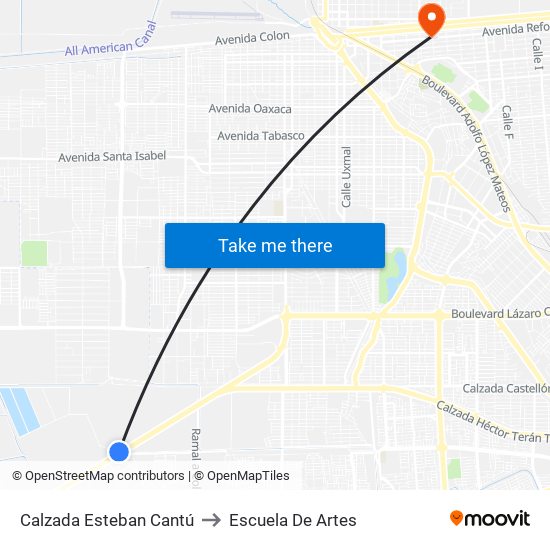 Calzada Esteban Cantú to Escuela De Artes map