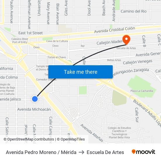 Avenida Pedro Moreno / Mérida to Escuela De Artes map