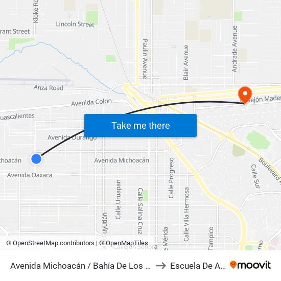 Avenida Michoacán / Bahía De Los Ángeles to Escuela De Artes map