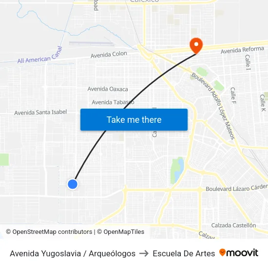 Avenida Yugoslavia / Arqueólogos to Escuela De Artes map