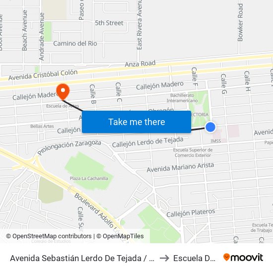 Avenida Sebastián Lerdo De Tejada / Guillermo Prieto to Escuela De Artes map