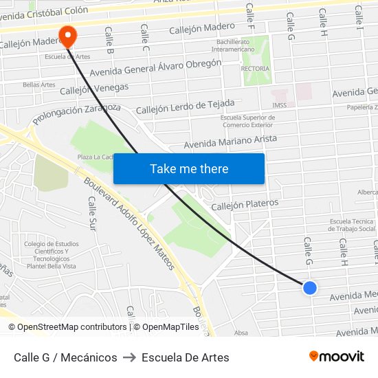 Calle G / Mecánicos to Escuela De Artes map