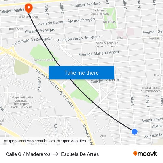 Calle G / Madereros to Escuela De Artes map