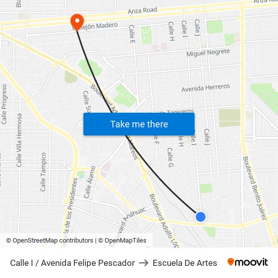 Calle I / Avenida Felipe Pescador to Escuela De Artes map