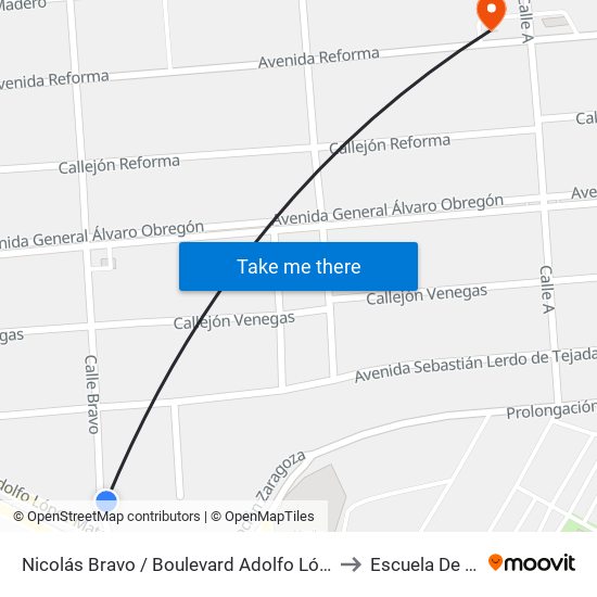 Nicolás Bravo / Boulevard Adolfo López Mateos to Escuela De Artes map