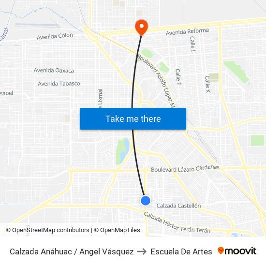 Calzada Anáhuac / Angel Vásquez to Escuela De Artes map