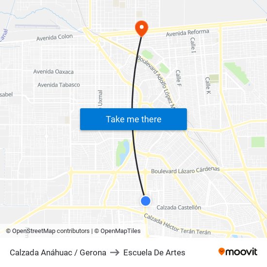 Calzada Anáhuac / Gerona to Escuela De Artes map