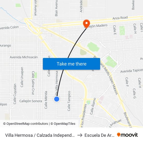 Villa Hermosa / Calzada Independencia to Escuela De Artes map