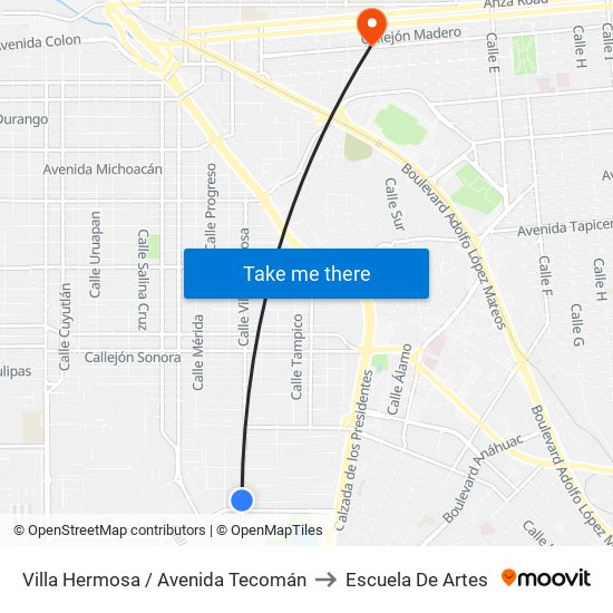 Villa Hermosa / Avenida Tecomán to Escuela De Artes map