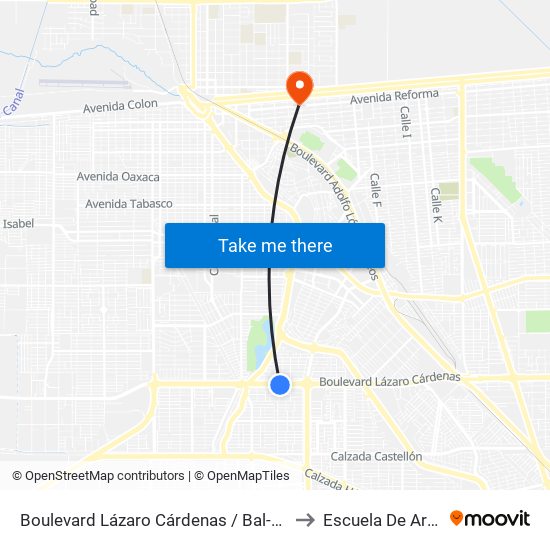 Boulevard Lázaro Cárdenas / Bal-Cach to Escuela De Artes map