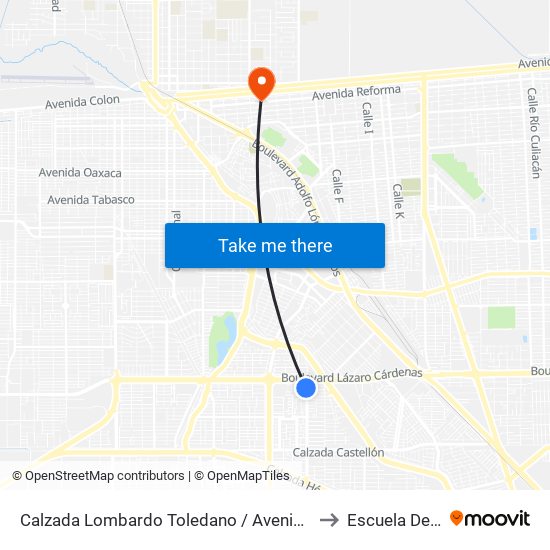 Calzada Lombardo Toledano / Avenida Crisantemos to Escuela De Artes map