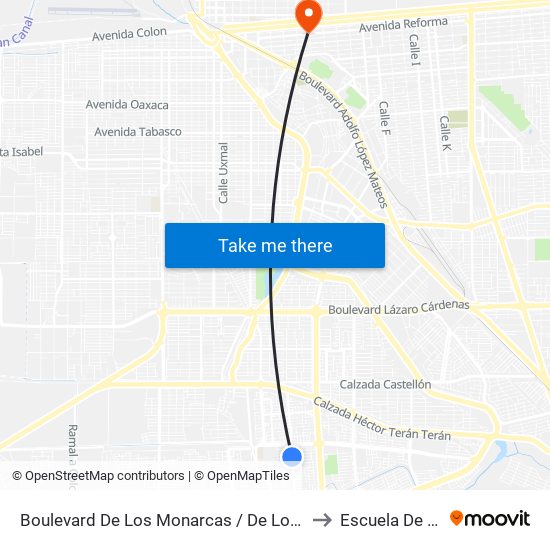 Boulevard De Los Monarcas / De Los Catalanes to Escuela De Artes map