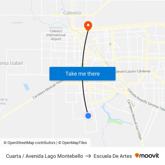 Cuarta / Avenida Lago Montebello to Escuela De Artes map