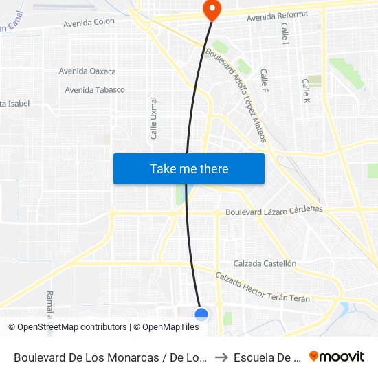 Boulevard De Los Monarcas / De Los Catalanes to Escuela De Artes map