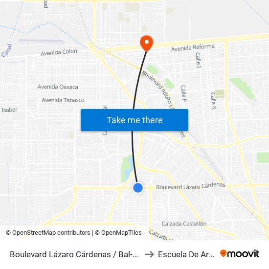 Boulevard Lázaro Cárdenas / Bal-Kach to Escuela De Artes map