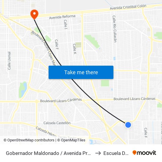 Gobernador Maldonado / Avenida Presa López Zamora to Escuela De Artes map