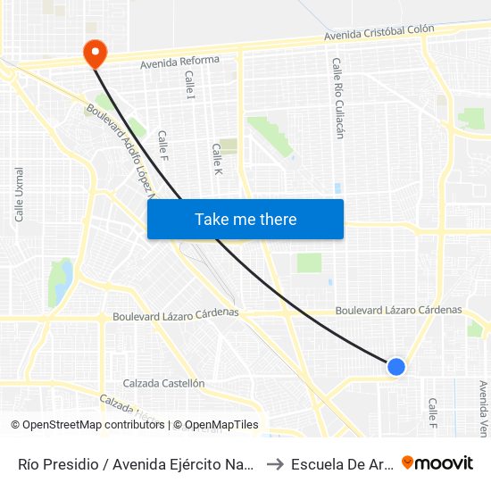 Río Presidio / Avenida Ejército Nacional to Escuela De Artes map