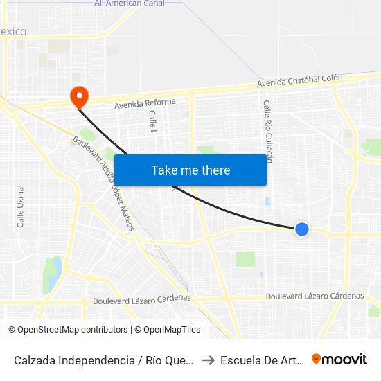 Calzada Independencia / Río Quelite to Escuela De Artes map