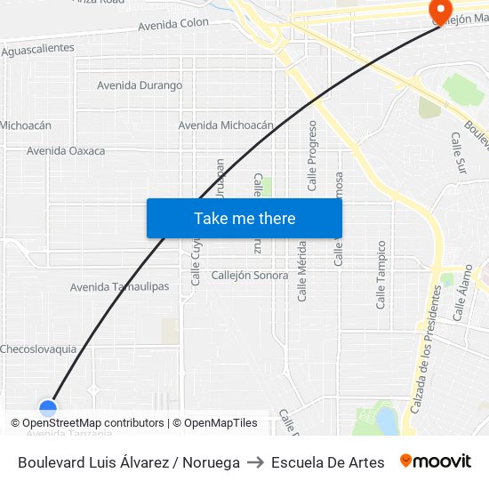 Boulevard Luis Álvarez / Noruega to Escuela De Artes map
