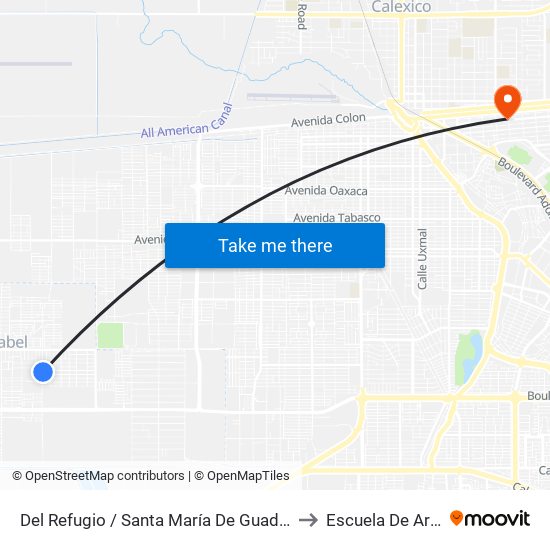 Del Refugio / Santa María De Guadalupe to Escuela De Artes map