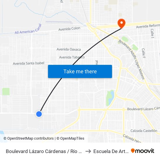Boulevard Lázaro Cárdenas / Río Nilo to Escuela De Artes map