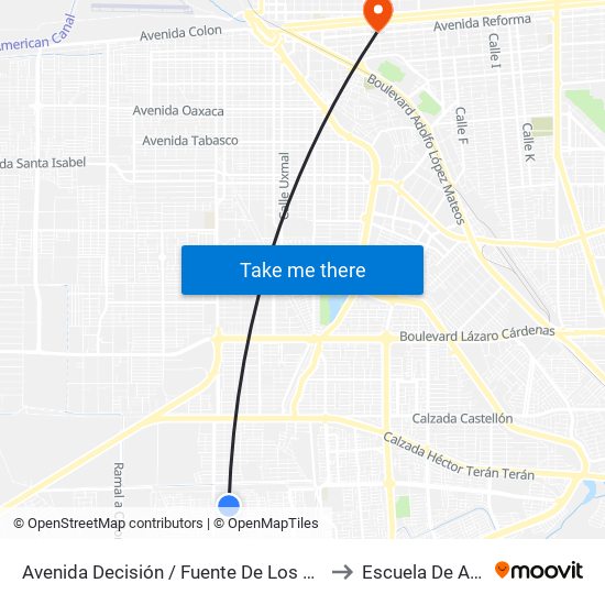 Avenida Decisión / Fuente De Los Deseos to Escuela De Artes map