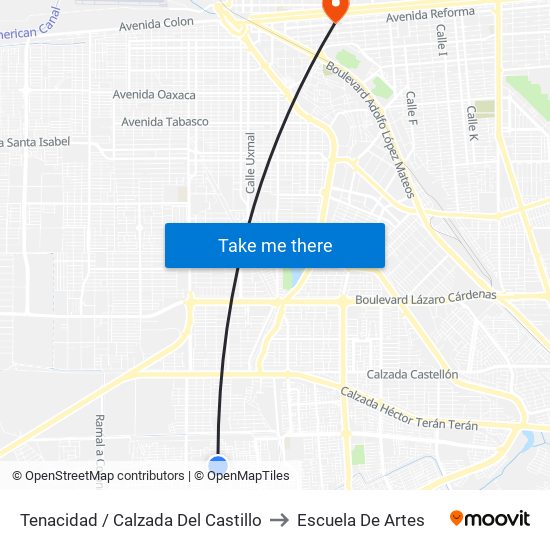 Tenacidad / Calzada Del Castillo to Escuela De Artes map